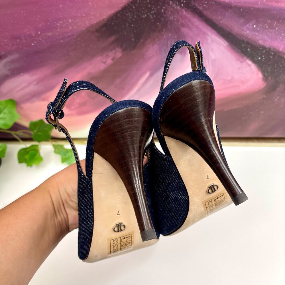 PAIGE Kaela‎ Slingback Square Toe Pump in Denim Size 7 - Picture 7 of 10